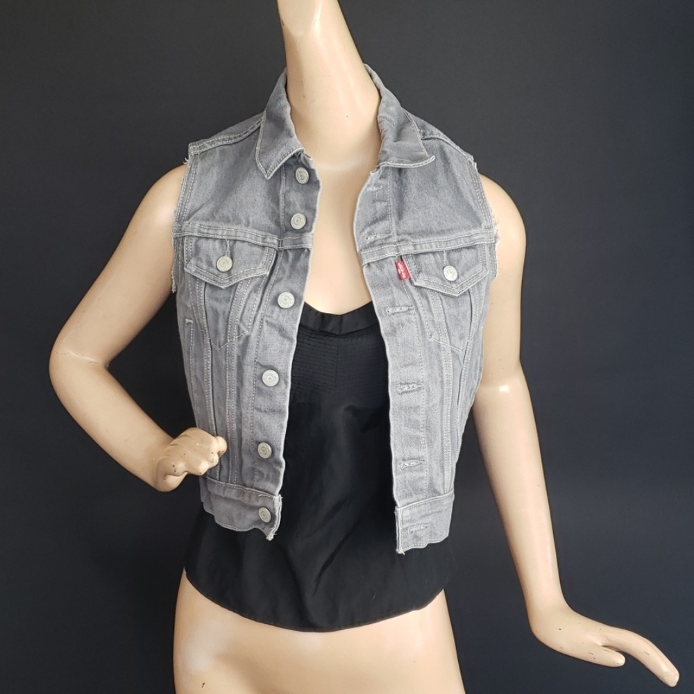 Levi's Gray Denim Jean Jacket Vest Small